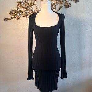 Reformation black ribbed bodycon